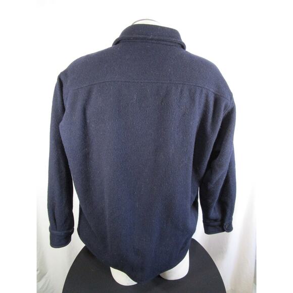 Boat Works Navy Blue Wool Blend Thick Quilt Lined Shirt Jacket Men Sz L - Picture 8 of 12